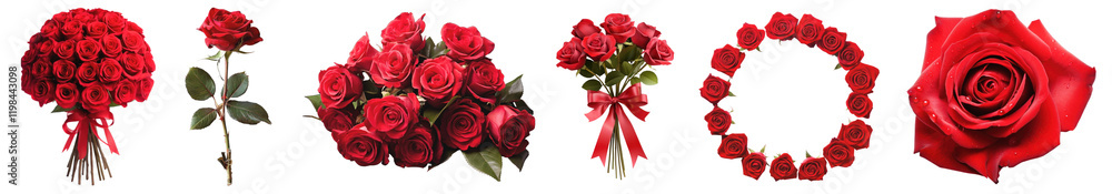 PNG Elegant red rose floral arrangements, element set on transparent background PNG Elegant red rose floral arrangements, element set on transparent background