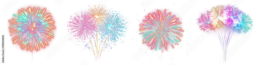 Obraz premium PNG Firework effect, element set on transparent background