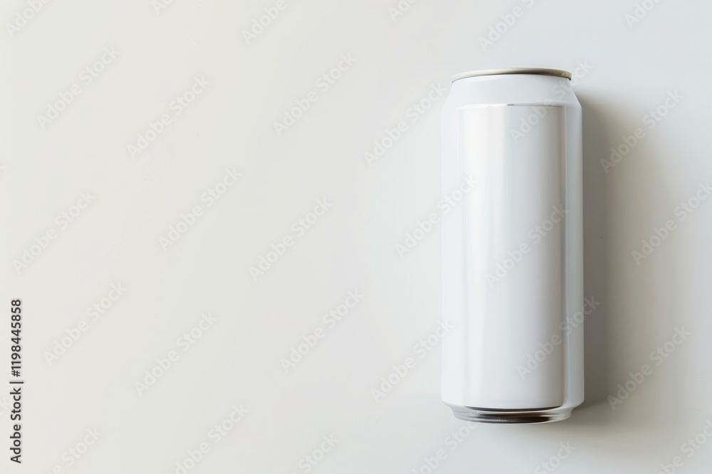 Single blank white aluminum can on white background. (45)