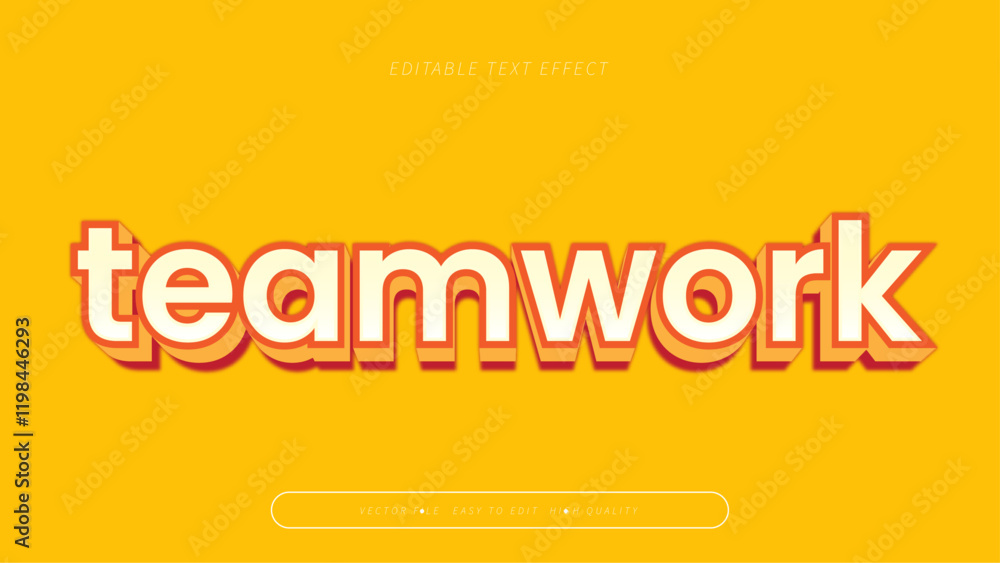 Obraz premium teamwork editable text effect with orange white bold gradient style