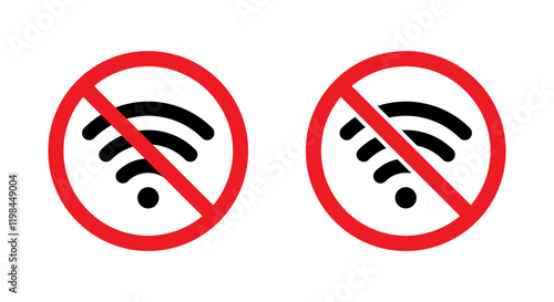 No wifi sign icon in trendy style. Wi-fi network forbidden area symbol