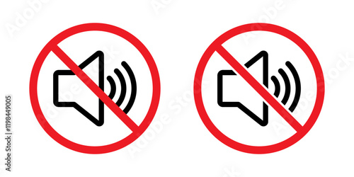 No noise sign, sound prohibition symbol in flat stye. Loud speaker forbidden icon