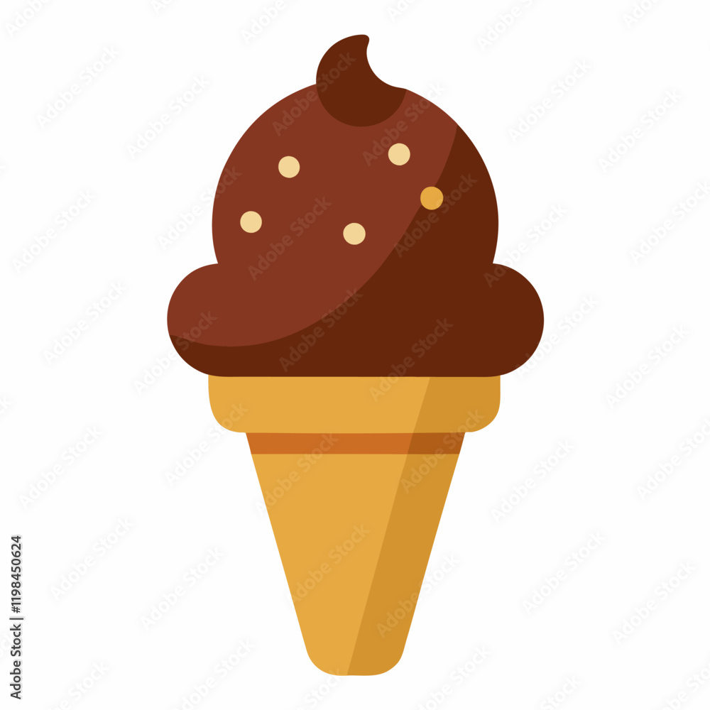 Chocolate ice cream vector on white background.