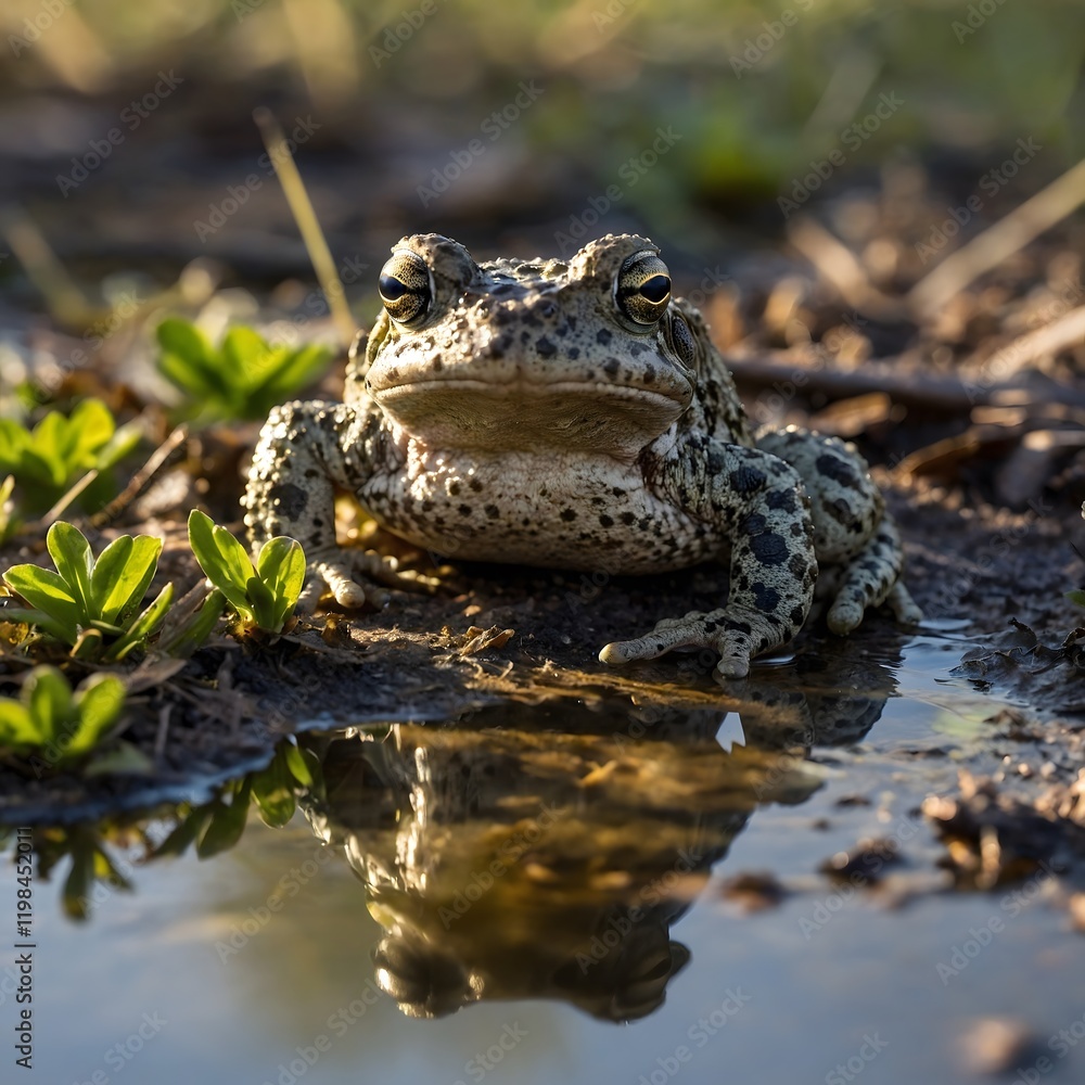 Obraz premium Dawn’s Embrace: Natter jack Toad with Toad lets in Morning Light