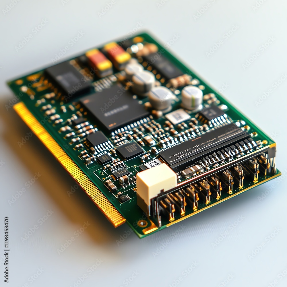 Circuit Board Showcasing Intricate Components and Connectors With a Focus on Modern Technology Circuit Board Showcasing Intricate Components and Connectors With a Focus on Modern Technology