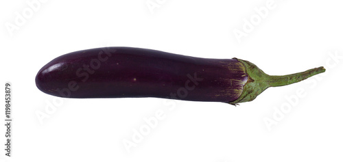 Close up purple eggplant vegetable isolated on transparent background photo