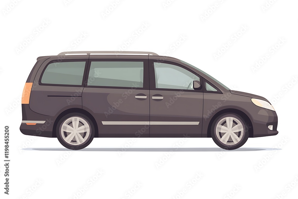 Dark Grey Family Minivan Side View Illustration Dark Grey Family Minivan Side View Illustration
