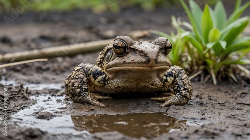 Natural Habitat: African Clawed Toad at the Muddy Pond Shore