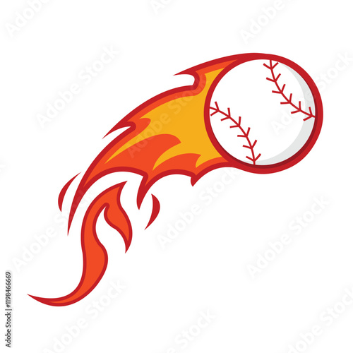 Premium baseball ball with flames illustration