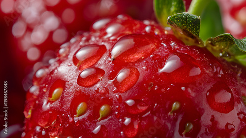 Wallpaper Mural Closeup of a juicy red strawberry with water droplets Torontodigital.ca