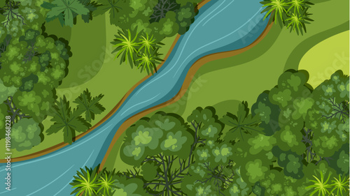 Lush River Flowing Through Dense Forest