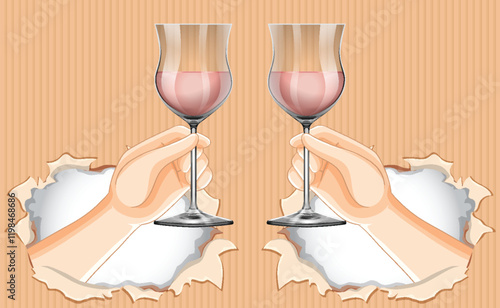 Celebratory Toast with Wine Glasses