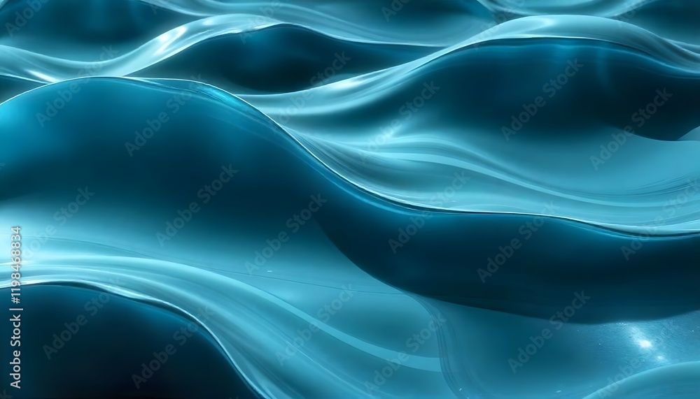 Fototapeta premium Abstract Teal Water Waves: Serene Aquatic Digital Art
