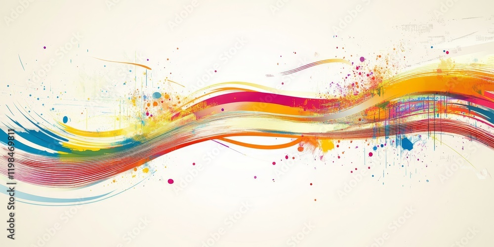 Abstract colorful wave background with paint splatters. Abstract colorful wave background with paint splatters.