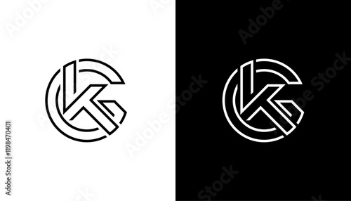 Creative circle letter GK logo design icon template vector