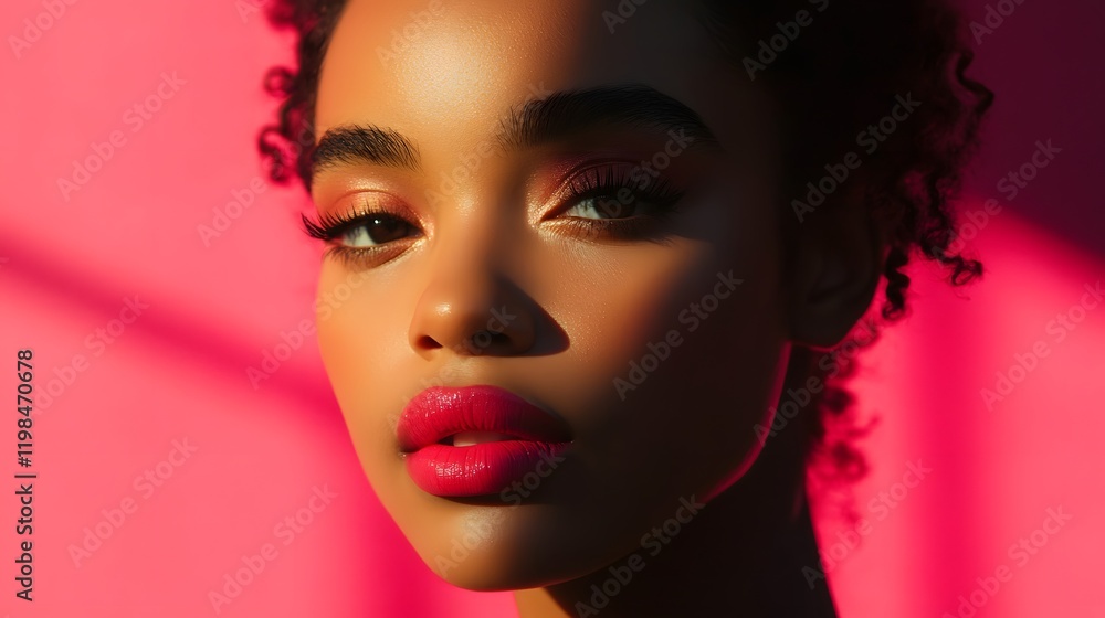 custom made wallpaper toronto digitalWoman with dark curly hair and vibrant makeup