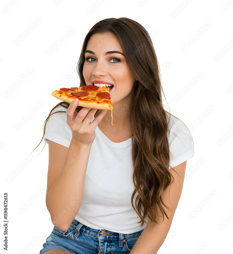 Beautiful woman eating a slice of pizza Beautiful woman eating a slice of pizza