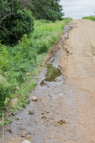 washed out edge of a road after a heavy rain photo