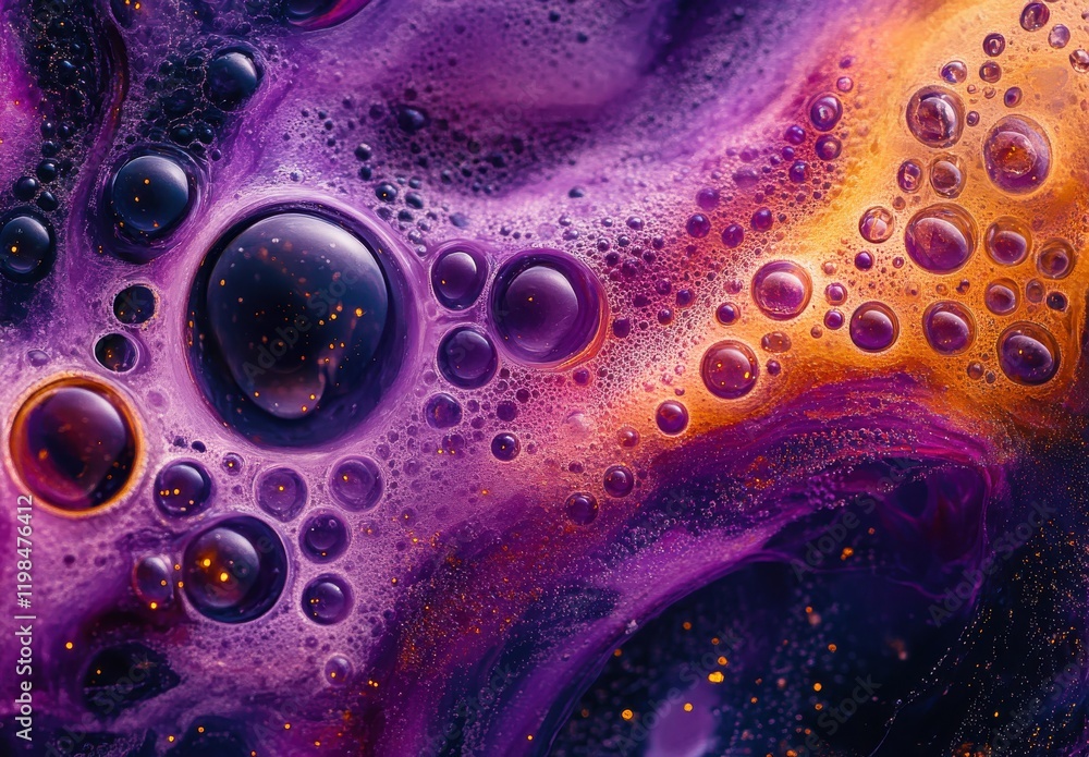 Abstract purple and orange liquid background featuring vibrant bubbles and swirling patterns, creating a mesmerizing and colorful visual experience for artistic designs. Abstract purple and orange liquid background featuring vibrant bubbles and swirling patterns, creating a mesmerizing and colorful visual experience for artistic designs.