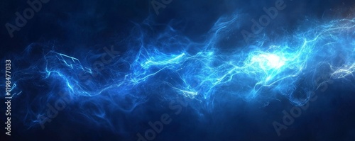 Abstract blue energy flow, glowing plasma stream.