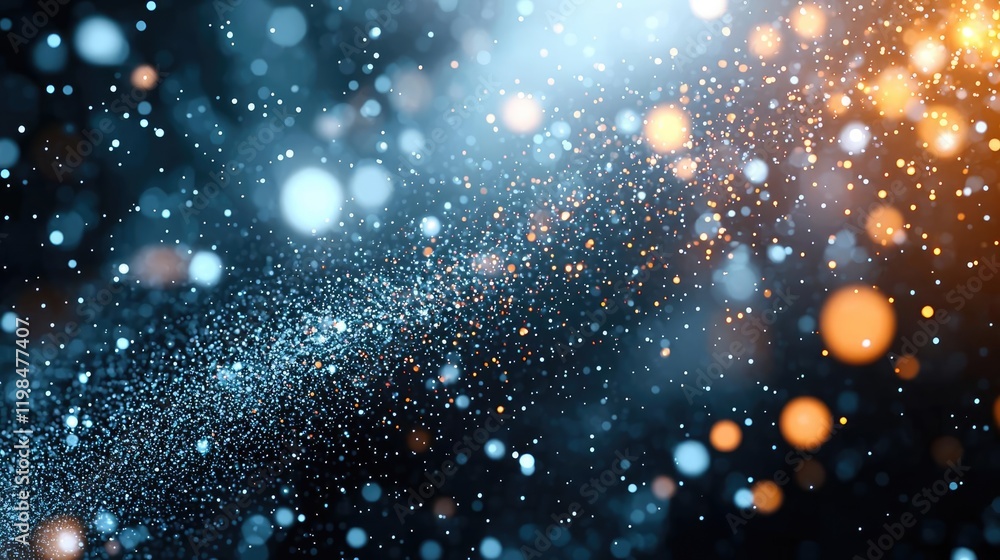 Dust pollution concept. Abstract sparkling lights in blue and orange create a mesmerizing visual effect. Dust pollution concept. Abstract sparkling lights in blue and orange create a mesmerizing visual effect.