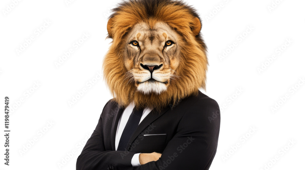 Lion in business suit, isolated on transparent background Lion in business suit, isolated on transparent background