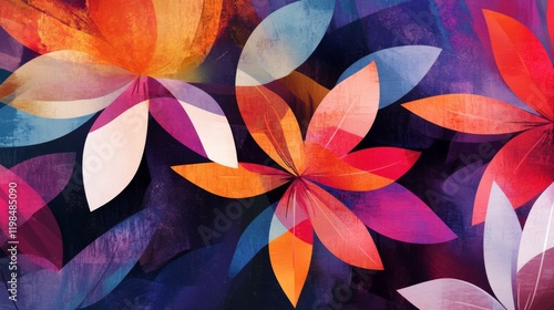 Wallpaper Mural Abstract Floral Pattern with Vibrant Colors and Overlapping Layers Torontodigital.ca