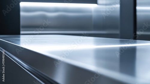 Wallpaper Mural Sleek Stainless Steel Surface with Ambient Light Reflection, Modern Interior Detail. Torontodigital.ca