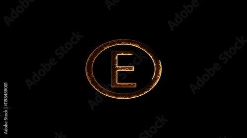 English uppercase alphabet design E   . All capital alphabets neon animation.  Educational concept with neon letter. Latter motion in black background, Animated neon alphabet, 4k video
 photo