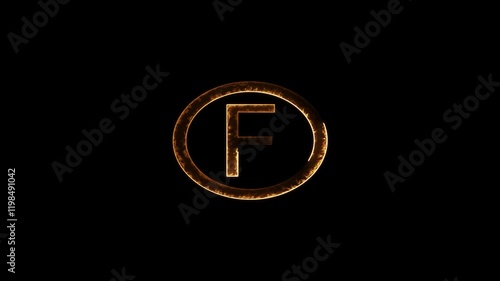 English uppercase alphabet design  F  . All capital alphabets neon animation.  Educational concept with neon letter. Latter motion in black background, Animated neon alphabet, 4k video
 photo