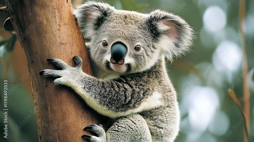 Naklejka premium Australian koala bear in a eucalyptus tree in Queensland