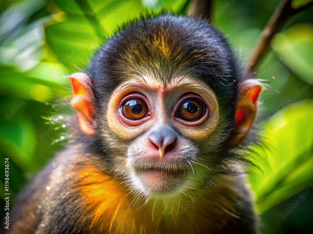 Fototapeta premium Adorable Spider Monkey Close-Up in Lush Jungle Habitat