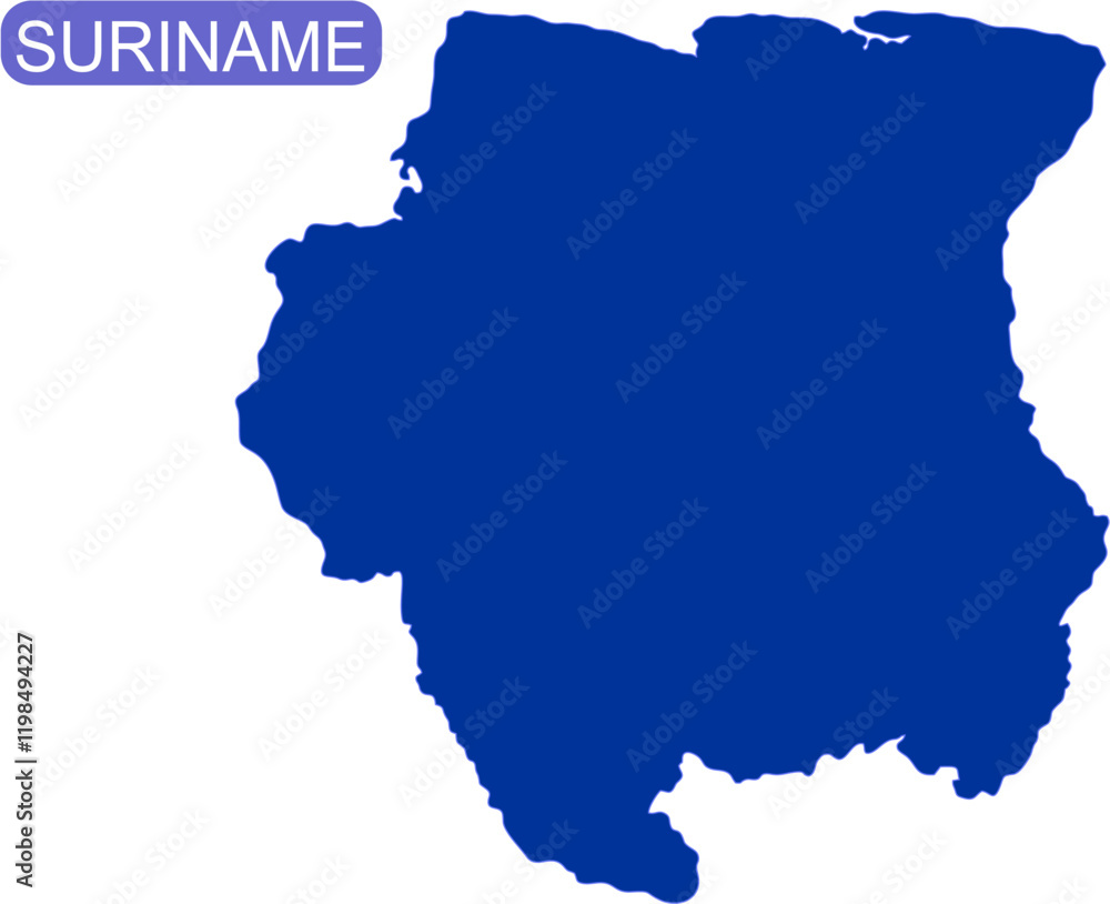 Maps of Suriname outline in solid color Maps of Suriname outline in solid color