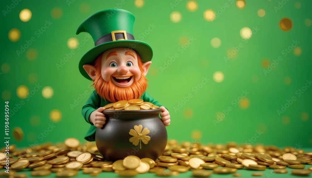 Fototapeta premium Festive St. Patrick's Day leprechaun's gold, shamrocks galore, a joyful celebration