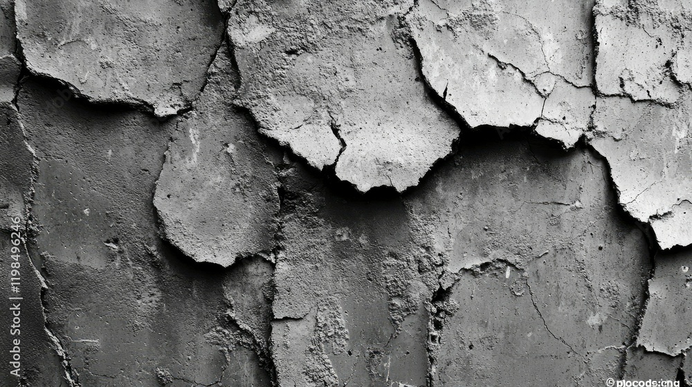 Obraz premium Weathered gray cracked concrete wall with texture and vintage grunge details