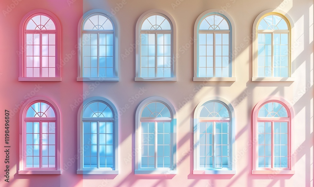 Obraz premium A collection of windows isolated against a bright background, Generative AI.