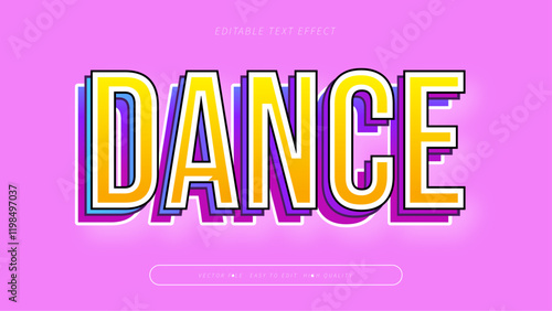 dance editable text effect with yellow orange blue and pink bold gradient style
