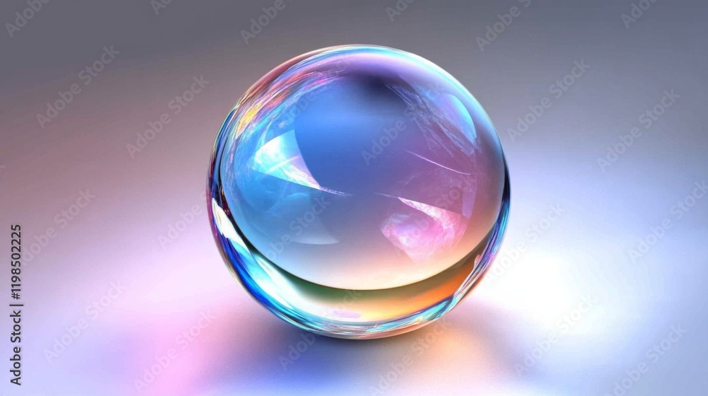 Spherical glass object with vibrant rainbow colors in a gradient background - Beautiful abstract representation of a rainbow Spherical glass object with vibrant rainbow colors in a gradient background - Beautiful abstract representation of a rainbow