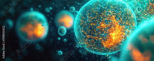 Dust pollution idea. Abstract representation of cells showcasing vibrant colors and intricate structures.