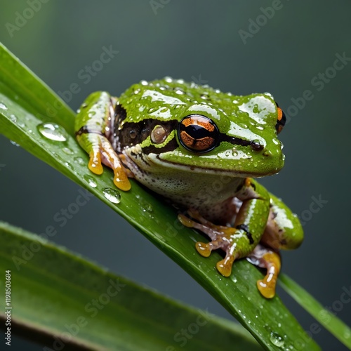 Dancing in the Rain: A Great Barred Frog’s Wet Adventure photo