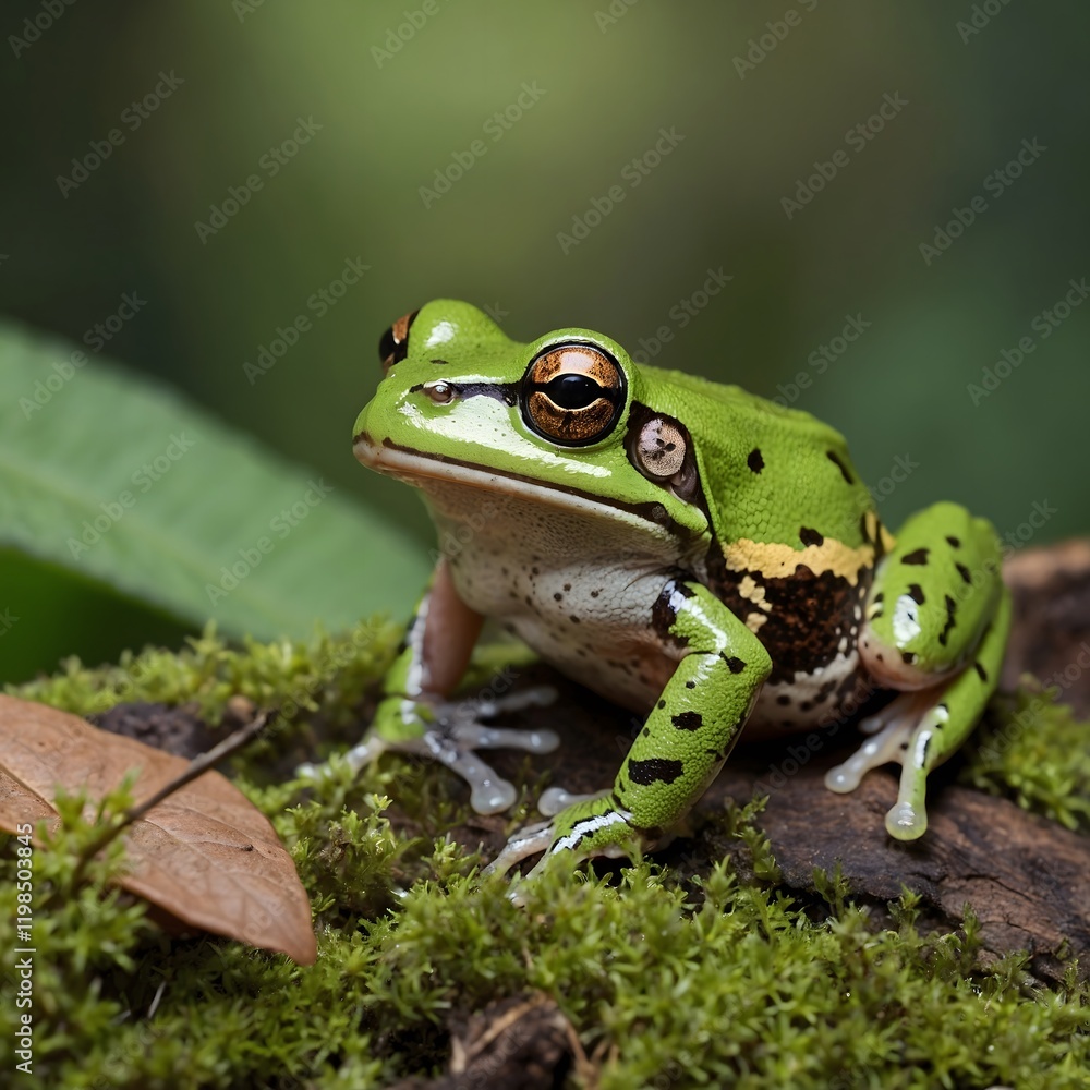 In the Heart of Autumn: A Great Barred Frog Amidst Colorful Foliage