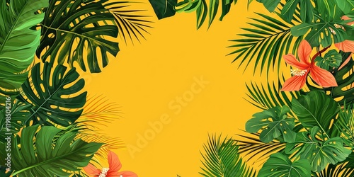 A collection of vector tropical plants and leaves, ideal for creating nature-themed artworks. © HO