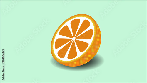 Bright vector illustration of orange segment in 3D style on transparent background, isolated