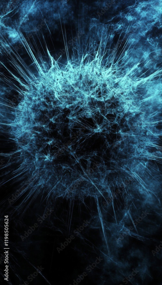 Abstract Burst of Energy: Radiating Light Rays in Deep Blue on Black Background Abstract Burst of Energy: Radiating Light Rays in Deep Blue on Black Background