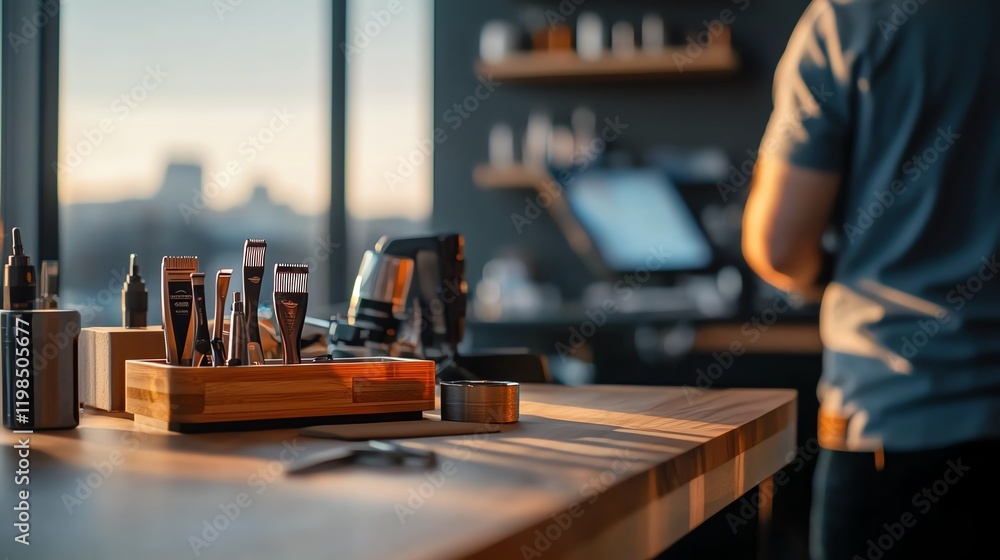 A workspace featuring a modern desk with tools and technology, enhancing productivity and creativity. A workspace featuring a modern desk with tools and technology, enhancing productivity and creativity.