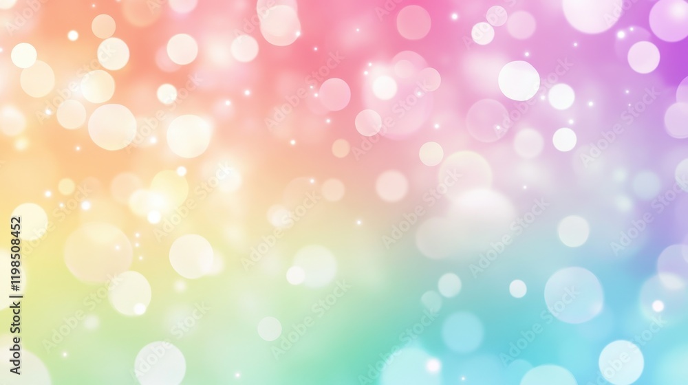 Ethereal Rainbow Bokeh Lights Background with Soft Gradient and Glowing Particles. Ethereal Rainbow Bokeh Lights Background with Soft Gradient and Glowing Particles.