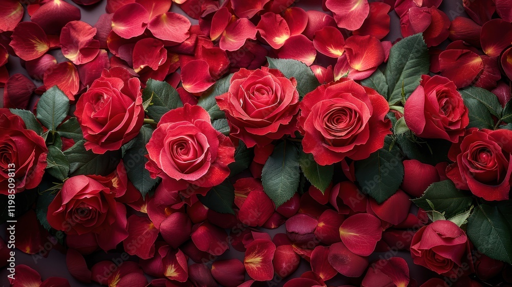Photo of bright red roses with a background of rose Photo of bright red roses with a background of rose