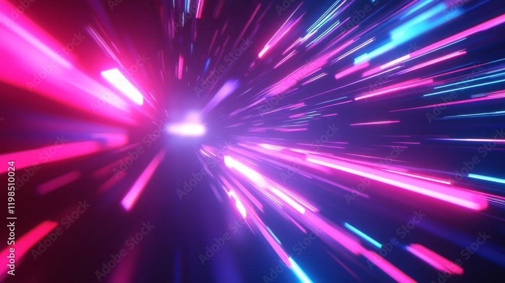 Fototapeta premium Abstract Neon Lights Streaking Through a Dark Space