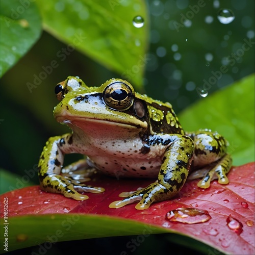 Vibrant Stripes: A Close Encounter with the Striped Rocket Frog photo