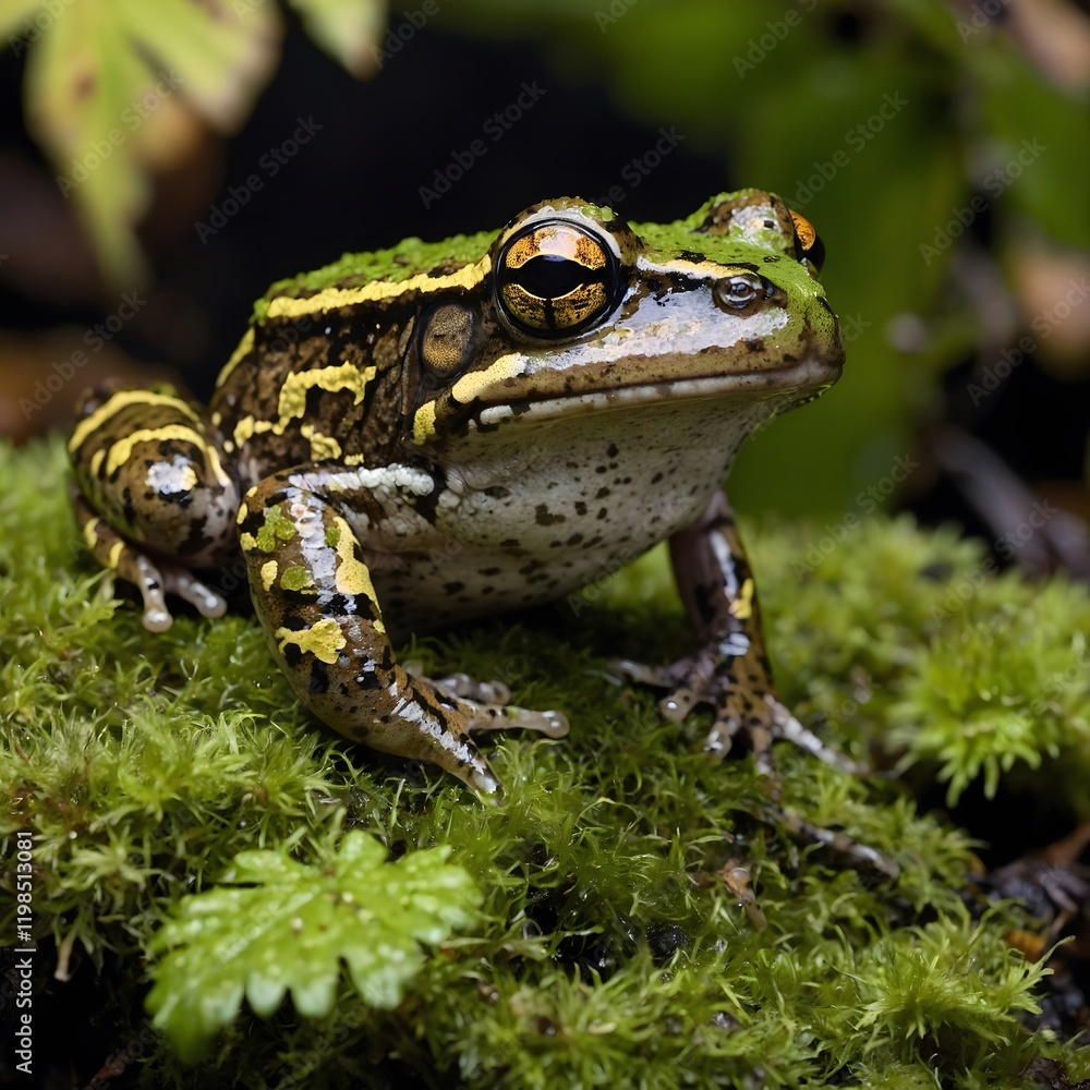 Lily Pad Tranquility: The Striped Rocket Frog in a Peaceful Pond Lily Pad Tranquility: The Striped Rocket Frog in a Peaceful Pond